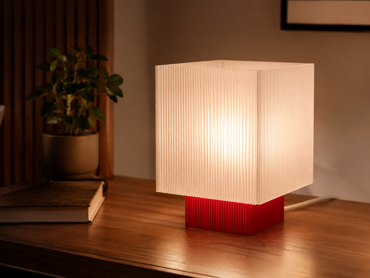 Cube Ribbed Table Lamp 3D printable design