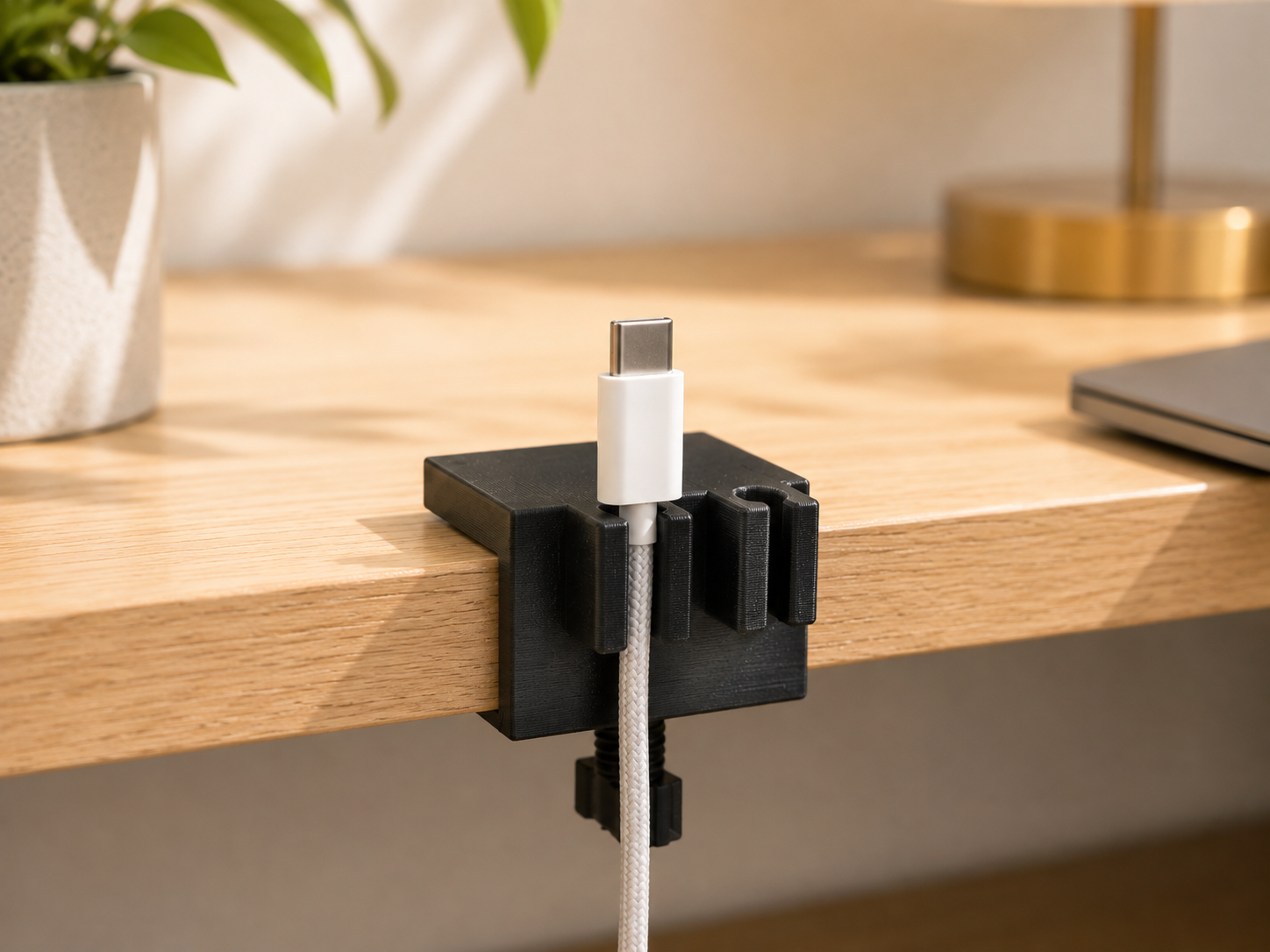 Desk Edge Cable Holder — Screw Clamp, 2 Sizes 3D printable design