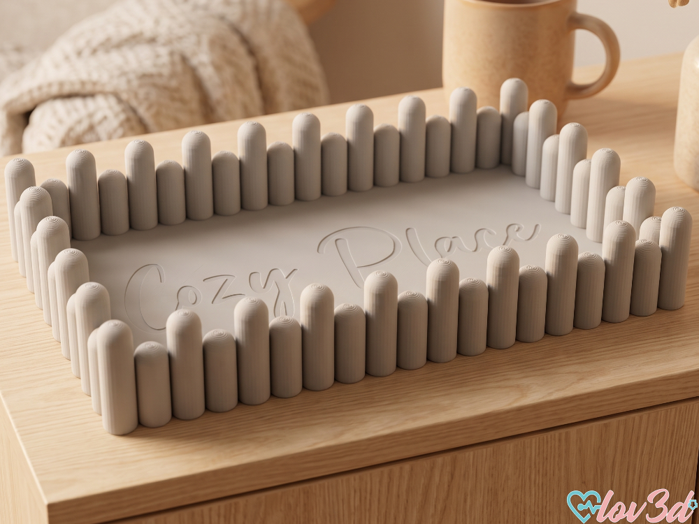 Wavy Picket Decor Tray — Cozy Place / Blank 3D printable design
