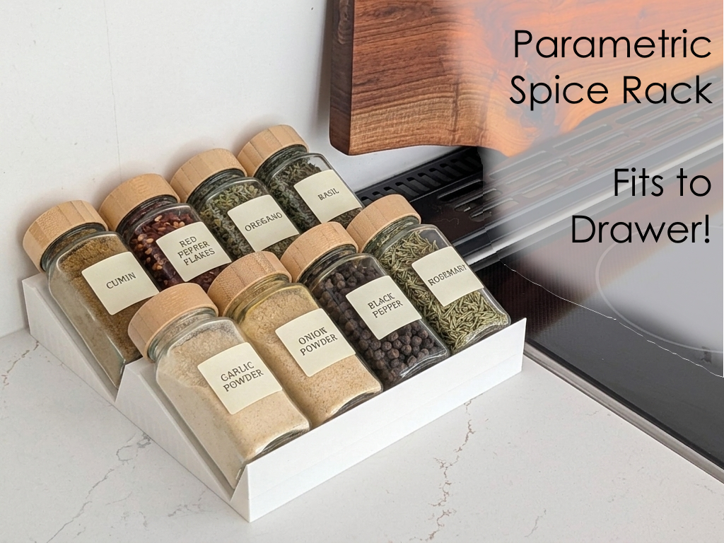 Parametric Drawer Spice Rack 3D printable design