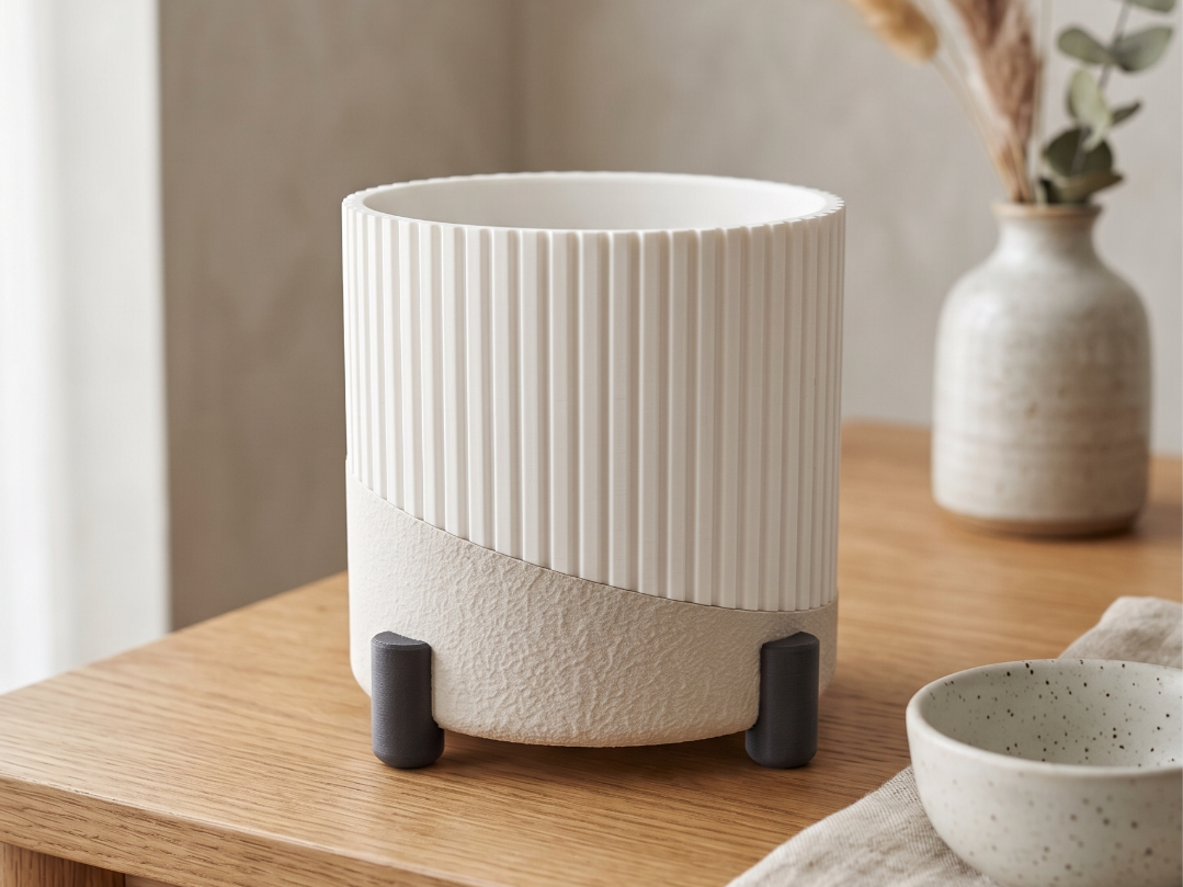 Cairn Facet — Fluted Planter with Drip Tray 3D printable design