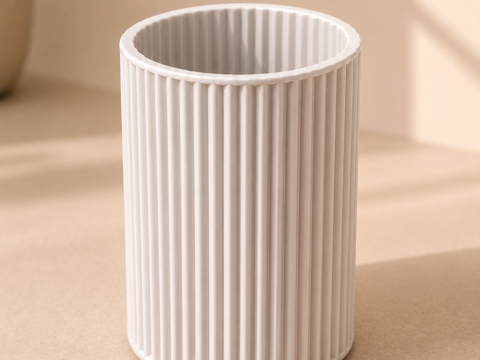 Ribbed Desk Organizer — Minimal Pencil Holder 3D printable design