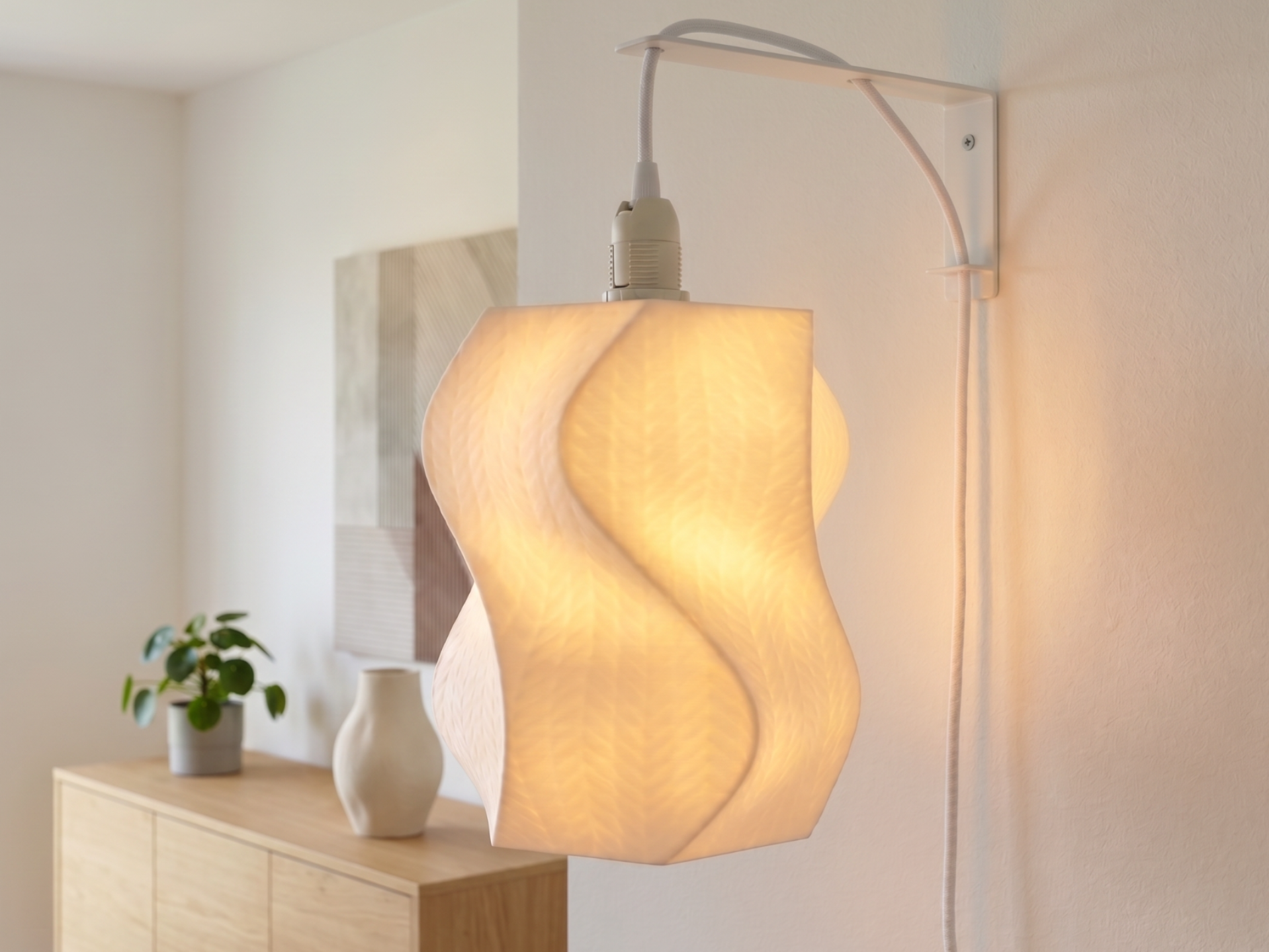 Wavy Knitted Lamp Shade E14 3D printable design