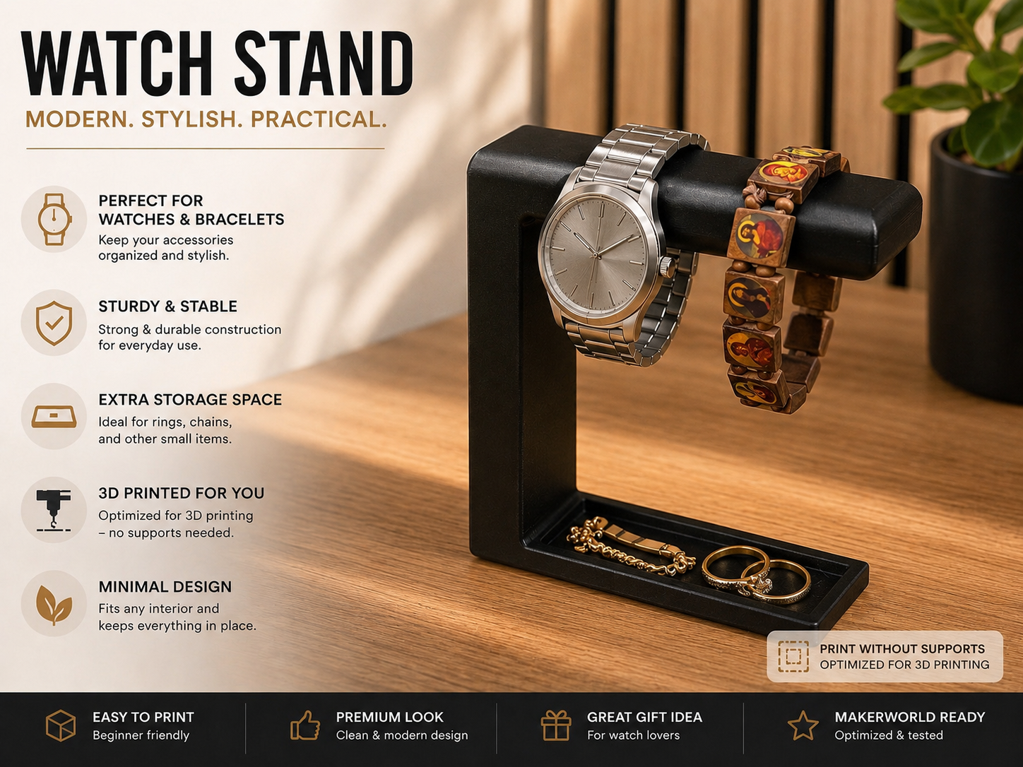 Modern Watch Stand 3D printable design